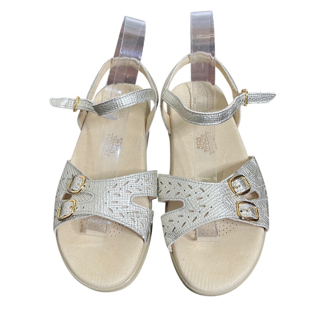 SAS NEW Duo Adjustable Gold Leather Comfort Sandals 8W Wide Walking Outdoors
